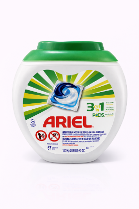 Imagen de Detergente en Cápsulas 3 en 1 Ariel Pods (1.23 kg / 57 cápsulas)