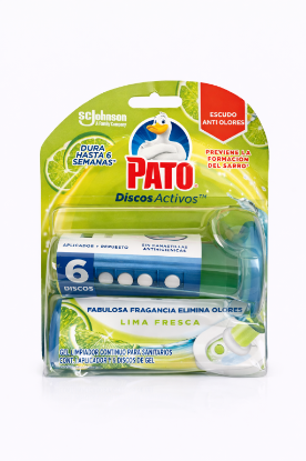Imagen de Gel Limpiador para Inodoro Pato Discos Activos Lima Fresca (6 discos)
