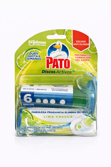 Imagen de Gel Limpiador para Inodoro Pato Discos Activos Lima Fresca (6 discos)