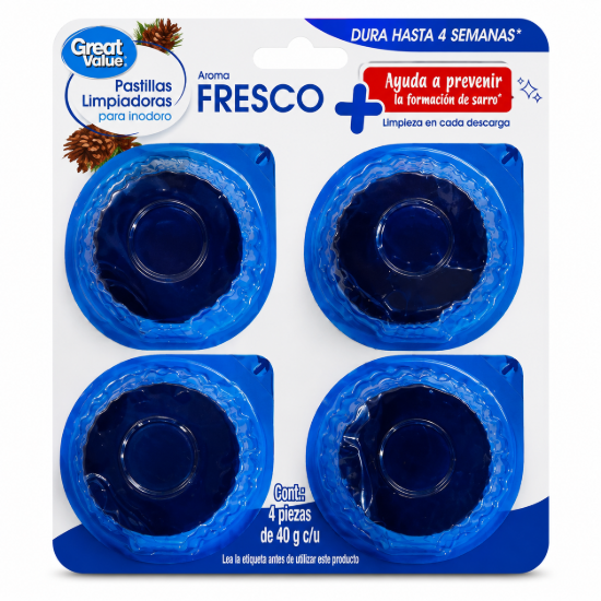 Imagen de Pastillas limpiadoras para inodoro aroma fresco Great Value (4 uds)
