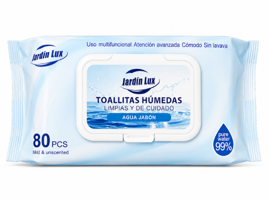 Imagen de Toallitas húmedas agua y jabón Jardín Lux (80 unidades)