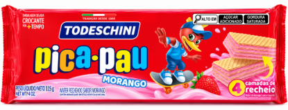 Imagen de Galletas Wafer Rellenas Sabor Fresa Pica-Pau Todeschini (115 g)