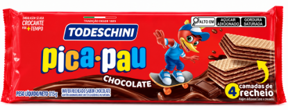 Imagen de Galletas Wafer Rellenas Sabor Chocolate Pica-Pau Todeschini (115 g)